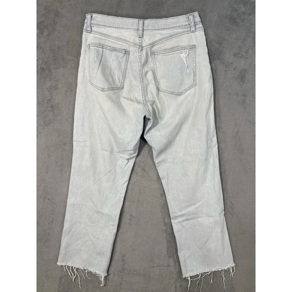 Uniqlo Jeans Womens 27 Blue Light Wash High Rise Straight Distressed Baggy - Picture 2 of 10